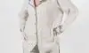 Pijamale damă din in - Off White/Black Stripes  L