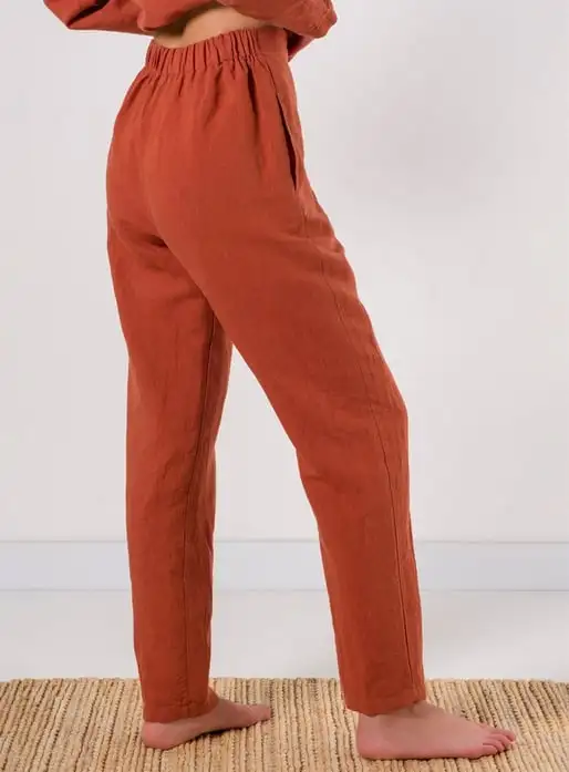 Pijamale damă din in - Spicy Orange M
