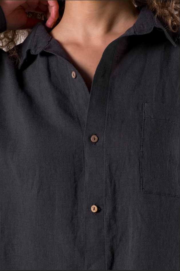 Rochie cămașă din in Anthracite S