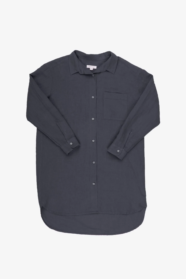 Rochie cămașă din in Anthracite XL