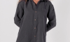 Rochie cămașă din in Anthracite XL