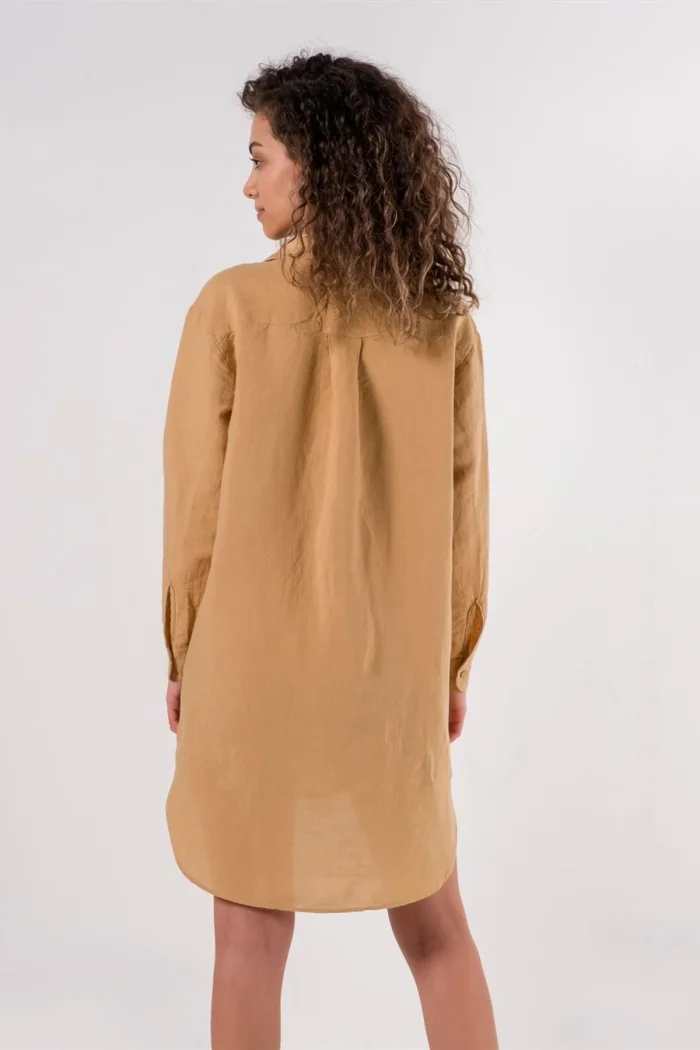 Rochie cămașă din in Sand S