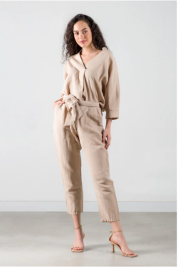 Pantaloni In și Bumbac Talie Lejeră Dama- Nugat S