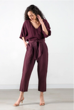 Pantaloni In și Bumbac Talie Lejeră Dama- Wine M
