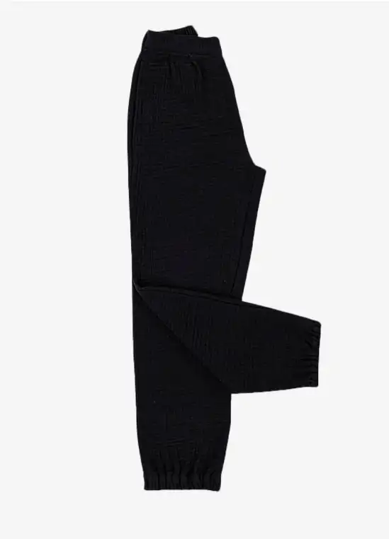 Pantaloni Damă de Muselină Lejeri cu Talie Elastică Black S