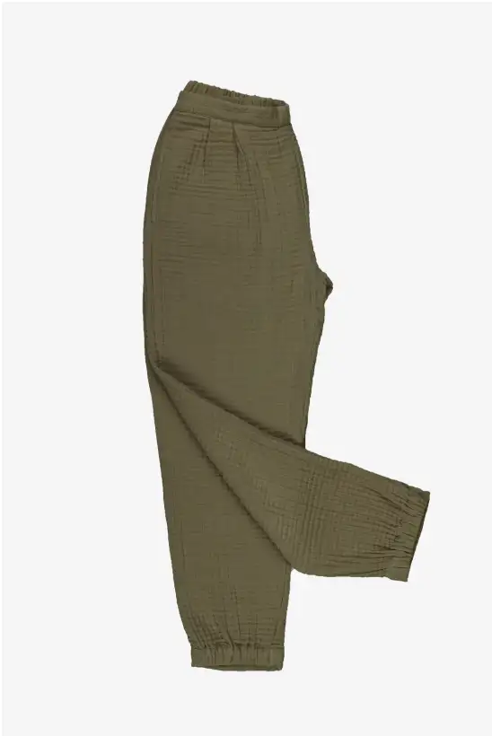 Pantalon Damă de Muselină Lejeri cu Talie Elastică Timber XL
