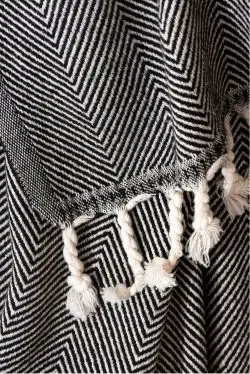 Pătura din lână - Wool Herringbone Black