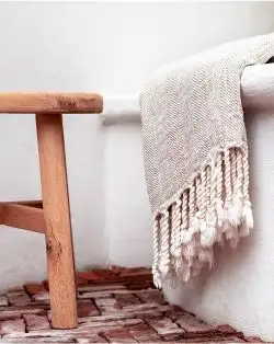 Pătura din lână- Wool Herringbone Beige